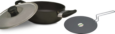 

Boxify Hard Anodized Kadhai 22 cm with Lid(Hard Anodised, Non-stick), Black