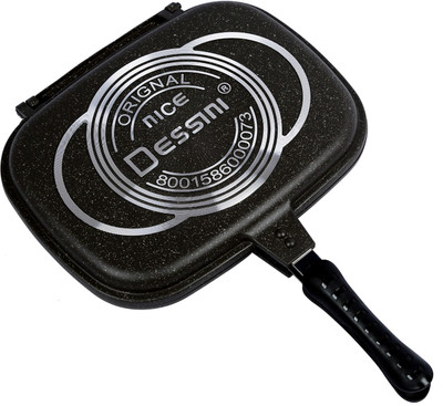 

Home Creations Orignal Nice Dessini Grill Pan 32 cm diameter(Aluminium, Non-stick, Induction Bottom), Brown