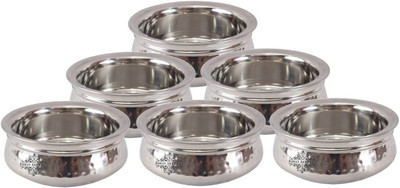 

IndianArtVilla Set of 6 Stainless Steel Handi, 600 ML Each,Serving Dishes,Tableware Handi 1.8 L(Stainless Steel)