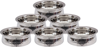 

IndianArtVilla Set of 6 Stainless Steel Handi Handi 3.6 L(Steel), Silver
