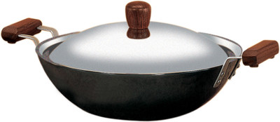 

Hawkins Futura Hard Anodized DFP 2.5 L 2 Short Hard Anodizedndles with Lid Kadhai 26 cm with Lid(Hard Anodised, Induction Bottom), Black