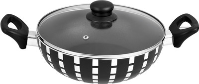 

Jaipan Diamond Kadhai 15 cm with Lid(Aluminium, Non-stick, Induction Bottom), Black