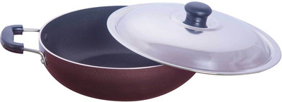 

Brilliant Nonstick Kadhai Copper Hammertone – 210mm with SS Lid Kadhai 21 cm(Aluminium, Non-stick), Maroon
