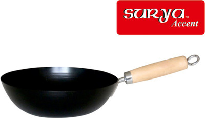 

Surya Accent Chinese Wok Tawa 24 cm diameter(Carbon Steel), Black