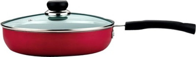 

Vinod Fry Pan 24 cm diameter with Lid(Aluminium, Non-stick, Induction Bottom), Red