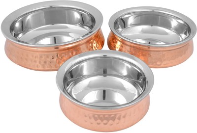 Prisha India Craft Copper Hyderabadi Bowl Handi 0.7 L(Stainless Steel)