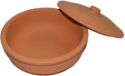 

Mclay India Clay Vegetable Frying Pot 1.6 L(Earthenware, Pottery, Non-stick), Brown