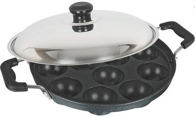 

Trikon Paniarakkal Pan 22 cm diameter with Lid(Aluminium, Non-stick), Black