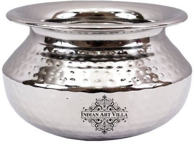 

IndianArtVilla Stainless Steel Hammered Punjabi Handi 0.4 L(Steel)
