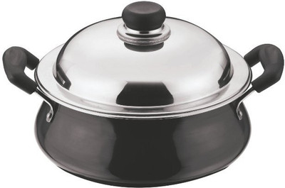 

Vinod Handi 5 L with Lid(Hard Anodised, Non-stick, Induction Bottom), Black