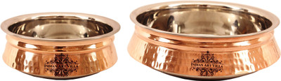 

IndianArtVilla Set of 2 Induction Handi Handi 1 L(Steel, Copper, Induction Bottom), Brown;silver