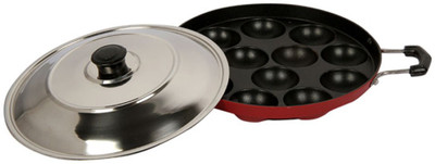 

Lavelle Kitchen Appam Patra Paniyarakkal Set with Lid(Aluminium, Non-stick), Black;red