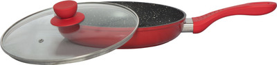 

Hoffner Granite Coating Tomato Red Fry Fry Pan 24 cm diameter with Lid(Aluminium, Non-stick, Induction Bottom)