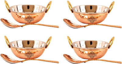 

IndianArtVilla Set of 4 Steel Copper Kadai with Spoon Kadhai 17 cm(Steel, Copper), Brown;steel