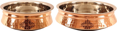 

IndianArtVilla Set of 2 Induction Handi Handi 1 L(Steel, Copper, Induction Bottom), Brown;silver