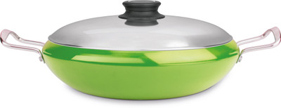 

Anjali Adora Apple Shape Green Color (2.1 Ltr/2.6 mm Thickness) with Lid Kadhai 21 cm with Lid(Aluminium, Non-stick)