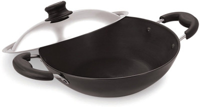 

PRISTINE Induction Base Hard Anodised Fry Pan 22 cm diameter(Hard Anodised, Non-stick, Induction Bottom), Black