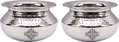 

IndianArtVilla Set of 2 Steel Punjabi Handi Handi 0.8 L(Steel), Silver