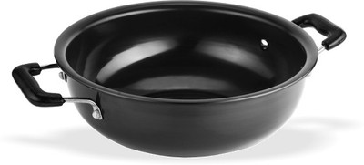 

Sumeet 3mm Hardanodised No.12 Shallow Deep Kadhai 22 cm(Hard Anodised, Non-stick), Black