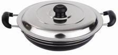 

Bright Home Appliances Kadhai 23 cm with Lid(Aluminium, Non-stick), Black