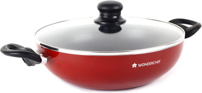 

Wonderchef Ruby Series Kadhai 26 cm with Lid(Aluminium, Non-stick, Induction Bottom), Maroon