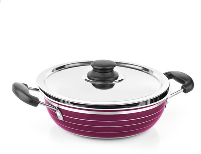 

Ideale Kadhai 24 cm with Lid(Stainless Steel, Induction Bottom), Purple