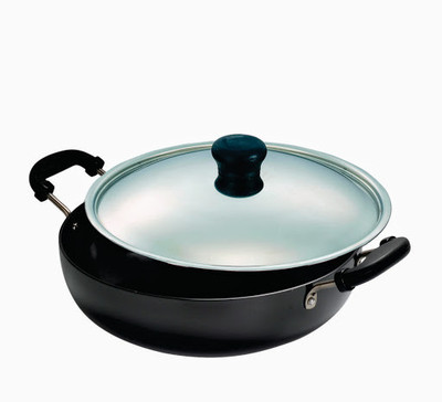 

Sumeet 3mm Hard Anodised With Lid No.11 Deep Kadhai 20 cm with Lid(Hard Anodised, Non-stick), Black