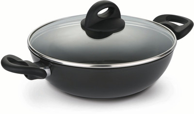 

Pigeon Titanium - Concave Kadhai 30 cm with Lid(Hard Anodised, Non-stick, Induction Bottom), Black