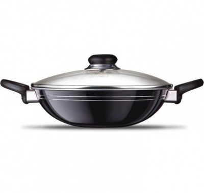 Nirali Kadhai 23 cm(Wooden, Non-stick), Black