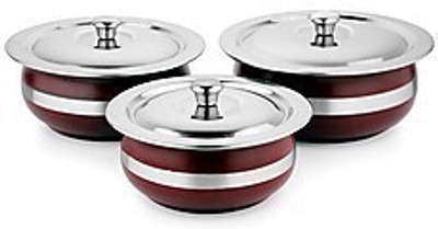 

Kitchen Krafts Colred Handi 3 L with Lid(Stainless Steel, Induction Bottom), Red