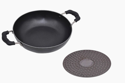 

Petals Kadhai 24 cm(Aluminium, Non-stick, Induction Bottom), Black;grey