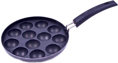 

Tosaa Non-Stick 12 Cavity Appam Patra with Handle Paniarakkal Pan 21 cm diameter(Aluminium, Non-stick), Black