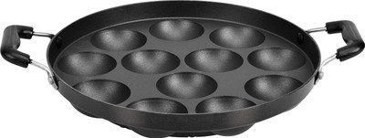 

LMS Non-stick 12 Cavity Appam Patra with Side Handle Paniyarakkal(Aluminium, Non-stick), Black