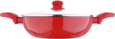 

Bergner Kadhai 28 cm with Lid(Aluminium, Non-stick, Induction Bottom), Black;red