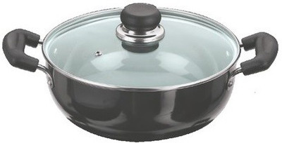 

Vinod Kadhai 18 cm with Lid(Hard Anodised, Non-stick), Black