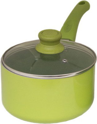 

Uniqraft Sauce Pan 18 cm diameter with Lid(Stainless Steel, Non-stick, Induction Bottom), Green