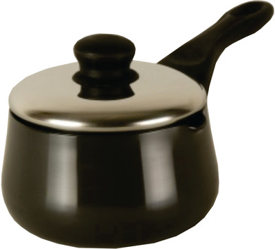

Kitchen Chef Sauce Pan/ Tea & Milk Pan 18 cm Sauce Pan 18 cm diameter with Lid(Stainless Steel, Non-stick), Black