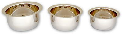 

Uniqraft Round bottam tope Pot 1 L(Steel), Silver
