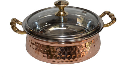 

Veda Home & Lifestyle STEEL COPPER SERVING HANDI WITH LID MEDIUM Handi 0.5 L with Lid(Copper), Brown