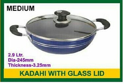 

Wingold Kadhai 24 cm(Aluminium, Non-stick, Induction Bottom), Blue