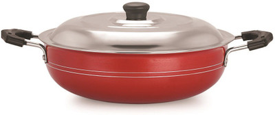 

Bala Size 11 Kadhai 21 cm with Lid(Aluminium, Non-stick), Red