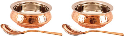 

IndianArtVilla Set of 2 Steel Copper Mughlai Handi with Spoon Kadhai 16 cm(Steel, Copper), Brown;steel