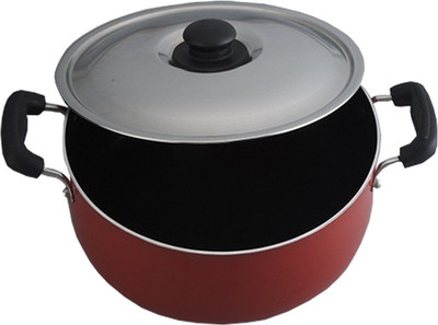 

Anantha Pot 3 L with Lid(Aluminium, Non-stick), Black;red