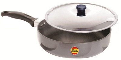 Black Diamond Hard Anodized with Stainless Steel Lid Fry Pan 23 cm diameter with Lid(Hard Anodised, Non-stick), Grey