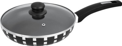 

Jaipan Diamond Coating Tadka Pan 15 cm diameter with Lid(Aluminium, Non-stick, Induction Bottom), Black