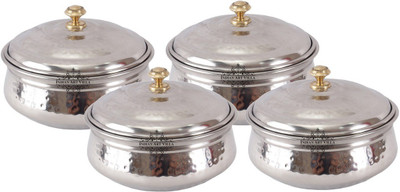 

IndianArtVilla Serving Handi with Round Lid Handi 4 L(Stainless Steel)