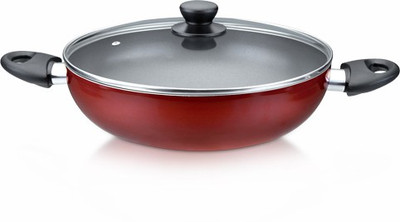 

Impex Kadhai 27 cm with Lid(Aluminium, Non-stick), Black;red