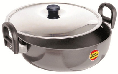 

Black Diamond Hard Anodized with Stainless Steel Lid Kadhai 24 cm with Lid(Hard Anodised, Non-stick), Grey