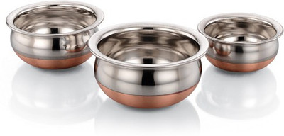 

Praylady Copper Bottom Baby Purpochetty Pot 1 L(Stainless Steel, Induction Bottom), Silver
