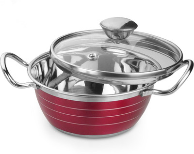 

Ideale Kadhai 14 cm with Lid(Stainless Steel, Induction Bottom), Red